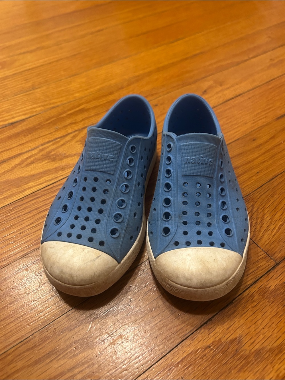 Native Kids Water Shoes in Slate Blue with Cream Toe Caps